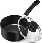 MICHELANGELO Nonstick 1 Quart Saucepan with Lid, Ceramic Small Sacuce pan, Easy to clean, Non-Toxic Saucepans, 1QT, Black