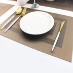 PIGCHCY Durable Plastic Placemats - Heat Resistant, Washable Woven Table Mats - Set of 4 (Coffee Brown)