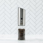 Grind Gourmet Automatic Electric Salt or Pepper Grinder Mill, USB Rechargeable, Adjustable Coarseness, One-Handed Operation, Stainless Steel