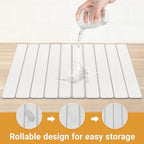 Large Stone Drying Mat, Diatomite Dish Drying Mat, Dish Mat Drying Kitchen Mat - Storable & Anti-Slip for Kitchen, Square, White, 24"x16"