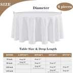 Fitable 6 Pack White Tablecloths for Round Tables - 108 Inches in Diameter - Stain Resistant and Washable Table Clothes, Polyester Fabric Table Covers for Wedding, Party, Banquet, Formal Events