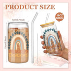 6 Pcs Teacher Gifts for Women Bulk 16 oz Christmas Teacher Appreciation Glass Cups with Bamboo Lid and Glass Straw Can Shaped Drinking Cups for Party Favor Supplies