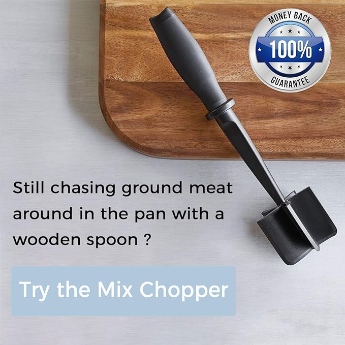 Meat Chopper, 5 Curve Blades Ground Beef Masher, Heat Resistant Meat Masher Tool for Hamburger Meat, Ground Beef, Turkey and More, Nylon Hamburger Chopper Utensil Non-scratch Utensils