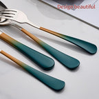 Colorful Silverware Set 20 Piece 18/0 Stainless Steel Flatware green orange Handle Cutlery Set Service for 4 Fork Knife Spoon Set Mirror Finish Dishwasher Safe
