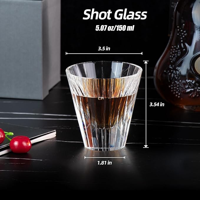 KAMMAK Whiskey Glasses Set of 2, 5.07 oz (150 ml) Hand Blown Crystal Tumbler with Delicate Rim, Lead-Free Thick Base & Seamless Design for Neat Scotch, Bourbon, and Craft Cocktails