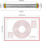 Stainless Steel Rolling Pin and Silicone Mat Set, Adjustable Thickness Rings - For Baking Dough, Pizza, Pies, Pastries, Pasta, Cookies