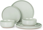 HaWare Stoneware Dinnerware Sets, 6-Piece Plates and Bowls Set for 2, Dishes Set for Home Restaurant, Speckled Asparagus Green