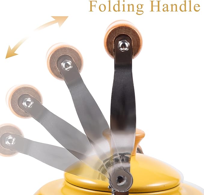 ROCKURWOK Tea Kettle, Tea Pot with Cool Touch Ergonomic Handle, Teapot Food Grade Stainless Steel, Tea Kettle Stovetop, Kettle Teapot, Whistling Tea Kettle, Tea Pot, 2.7 Quart (Yellow)