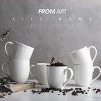 Coffee Mugs Set of 6, 16Oz Large Ceramic Mugs with Comfort Grip, White Porcelain Coffee Cups for Cocoa, Latte, Hot Tea, Cappuccino, Mocha, Milk, Dishwasher Safe, 5.5 x 4.5 inch