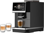 DR.COFFEE C12 Fully Automatic Coffee Machine, Espresso Machine With Ceramic Flat Burrs, 9 Grind Size Options, 7” HD Large Touchscreen, 4 Water Tank for Office Use
