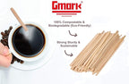 Gmark Coffee Stir Sticks 7" (length 178mm, width 6mm, thick 1.8mm) 1000pc Round End, Eco Friendly Coffee Stirrers Wood for Hot Drinks - Natural Birch Wood GM1116