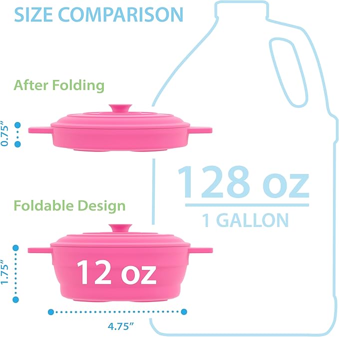 Bakerpan Silicone Microwave Egg Cooker, 4.75" x 1.75" Small Microwave Bowl with Lid, Mini Collapsible Silicone Egg Poacher, 1 1/2 Cup Capacity - Set of 4