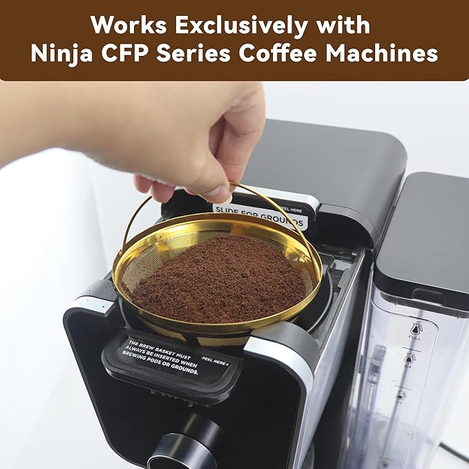 Reusable Coffee Filter No.4 Cone Coffee Maker Filters 2 Pack, Stainless Steel Replacement Permanent Basket Filter for Ninja Coffee Bar Brewer Ninja CFP 201-301 Dual Brew Ninja Coffee Makers