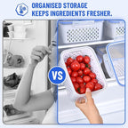 Large Fruit Containers for Fridge - Leakproof Food Storage Containers with Removable Colander - Dishwasher safe Produce Containers Keep Fruits, Vegetables, Berry, Meat Fresh longer (2)