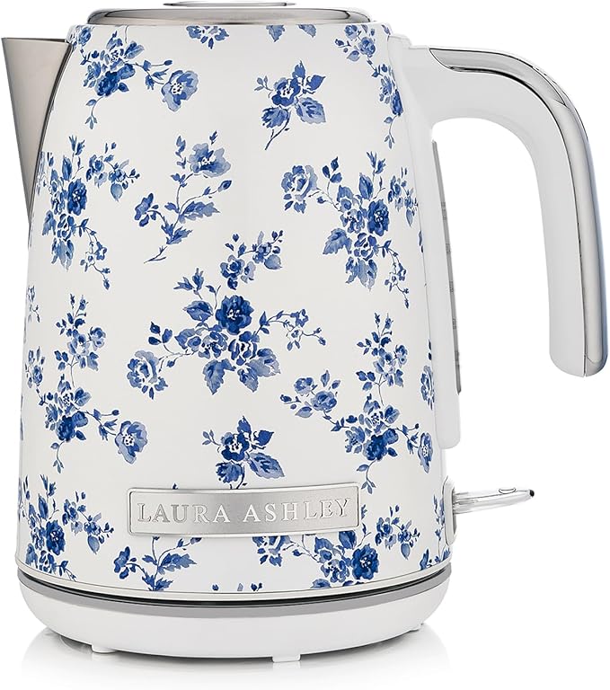 Laura Ashley Stainless Steel Electric Kettle 1.7 Liter - 1500W Rapid Boil Electric Kettles for Boiling Water - Electric Tea Kettles Automatic Shut Off - Overheat & Boil Dry Protection Jug Kettle