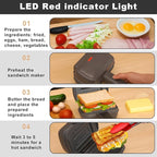 Mini Sandwich Maker with Removable Plates: Portable Grilled Cheese Maker, Electric Breakfast Sandwichera with Non-Stick Plates, Hot Sandwich Maker Press for Cooking Breakfast, Grilled Cheese