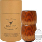 Original Wooden Bourbon Drinking Glass,Handcrafted Whiskey Glasses for Men,Great Anniversary Birthday Gifts for Men, Him, Dad, Husband, or Brother,10OZ 2 PACK