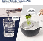 10-Pcs Matcha Whisk Set Kit, Whisk and Bowl with Spout & Measuring Spoon & Cup, Japanese Tea Making Tools, Charcoal Grey