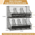 keomaisyto Fresh Egg Holder with 5 Dividers to Separate Eggs for a Week, 2 Tier Stackable Wire Baskets for Gathering Eggs, XXL Egg Rack for Countertop/Wall-Mounted, With DIY Labels (Patent Pending)