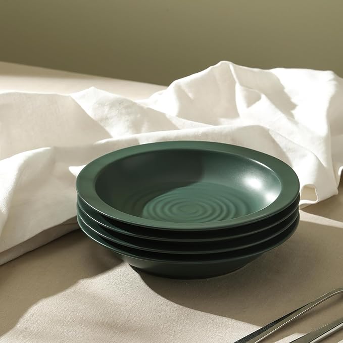 Stone Lain Orbit 4-Piece Pasta Bowl Set Stoneware, Green