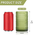 Hobnail Drinking Glasses Set of 6, Vintage Colored Glassware 14.5oz, Tall Beverage Glass Cups for Water, Juice, Cocktail (Green)