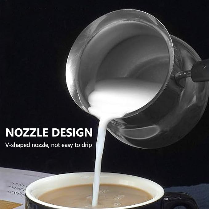 Turkish Coffee Pot with Lid: Stainless Steel Mini Saucepan Chocolate Melting Pot, Milk Warmer Butter Warmer for Stove Top Espresso Coffee Tea Soup Warming (700ML)