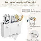 Dish Drying Rack - Small Dish Rack for Kitchen Counter, Stainless Steel Dish Drainer with Utensil Holder and Drainboard (White)