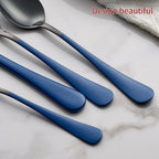 20-Piece Black Silverware Set 18/0 Stainless Steel Flatware Sapphire Blue Handle Cutlery Set Service for 4 Dinner Knives Forks Spoons Set Mirror Finish Dishwasher Safe