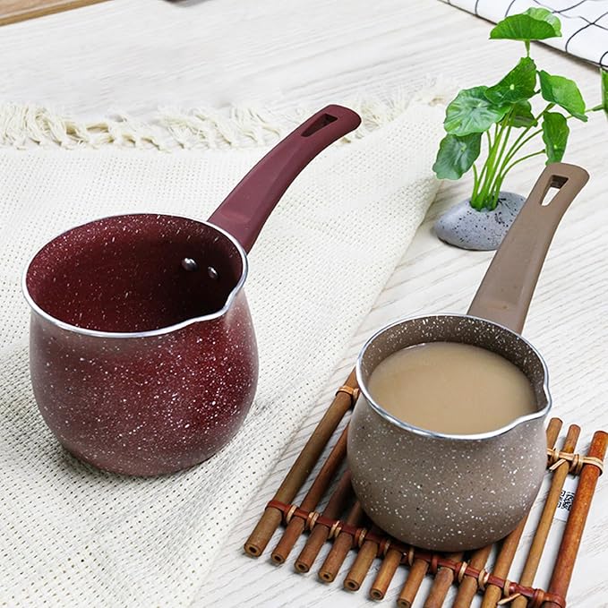 Mini Saucepan, Nonstick Butter Warmer Multi Milk Pot Stockpot Practical Small Melting Pot with Handle Pour Spouts