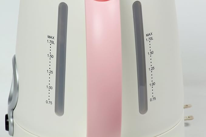 aJOY Professional Designer Series 1.7L Cordless Electric Kettle, BPA Free, 360 Degree Conceal Heating Element, Overheat Protection Control (Ivory-Pink)