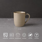 famiware Tempus Coffee Mugs Set of 4, 14 oz Coffee Cup Set, Stoneware Mugs with Handle for Coffee, Tea, Cocoa, Milk, Cappuccino, Microwave Safe - Castle Wall