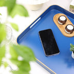 Royal Blue Square Decorative Tray with Handles, 13"*13" Versatile Serving Tray for Coffee Table, Ottoman, Ideal for Serving, Displaying, Organizing