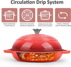 Enameled Cast Iron Dutch Oven with Lid – Non-Stick Bread Pot for Baking, Braising, and Stews – Heavy-Duty Ovenproof Casserole Cookware (Red, 5 QT)