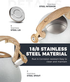 POLIVIAR Tea Kettle, 2.7 Quart Stovetop Tea Kettle, Audible Whistling Teapot with Crackle Finish, Food Grade Stainless Steel for Anti-Rust, Anti Hot Handle, Suitable for All Heat Sources (JX2023-LYW)