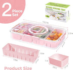 LUXEAR Divided Serving Tray with Lid and Handle Snack Box Charcuterie Container Dishwasher Safe 8 Compartment Snack Platters Portable Organizer for Candy, Snacks, Picnic, Party&Travel(2p pink)