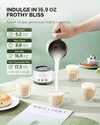 Maestri House Milk Frother, 4-in-1 Electric Milk Steamer and Frother, 16.9OZ 600W Smart Touch Control Hot and Cold Foam Maker, Memory Function for Latte, Cappuccinos, Warm Milk, Hot Chocolate Milk