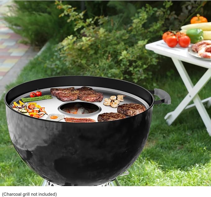 Stanbroil Round Griddle Insert for Weber 22" Kettle Charcoal Grills, Stainless Steel Flat Top Griddle Plate Plancha Kettle Grill Accessory