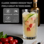 Laerjin Drinking Glasses Set of 8, 12 oz Highball Glasses & 10 oz Cocktail Glasses Set, Glassware Drinking Glasses, Glassware Sets for Cocktail, Beer, Wine, Whiskey, Water & Juice Drinkware(Clear)