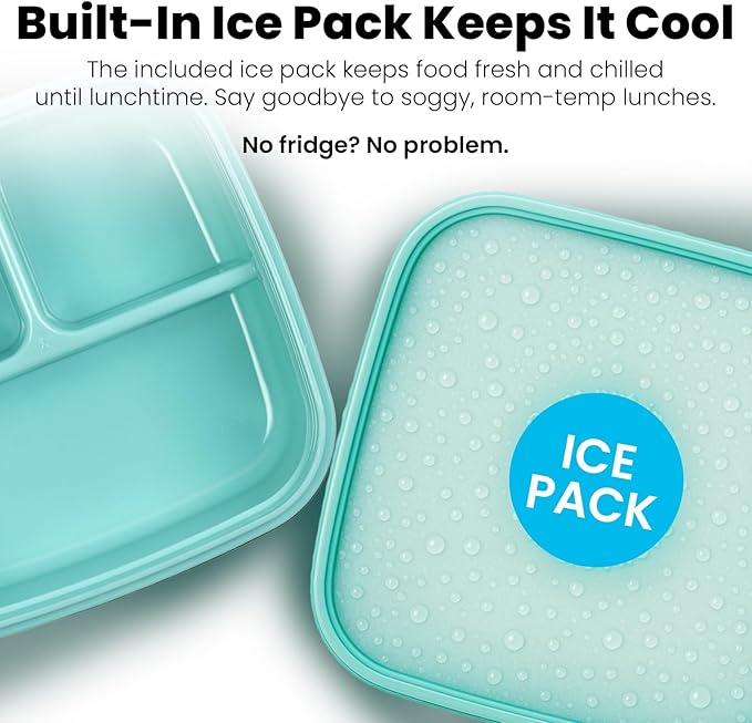 Yoobi Star Wars X Grogu Bento Box and Ice Pack for Kids & Tweens – 3 Compartment Lunch Box, Dishwasher & Microwave Safe Food Container – BPA & PVC Free, Leakproof