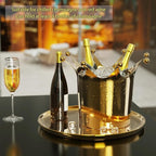 Royal Ice Bucket with Stand, Gold Ice Bucket,Stainless Steel Light-Luxury Standing Wine Bucket,Crown Design with 8 Steel Balls for Champagne, Wine,Family Gatherings,High-end Banquets,7L