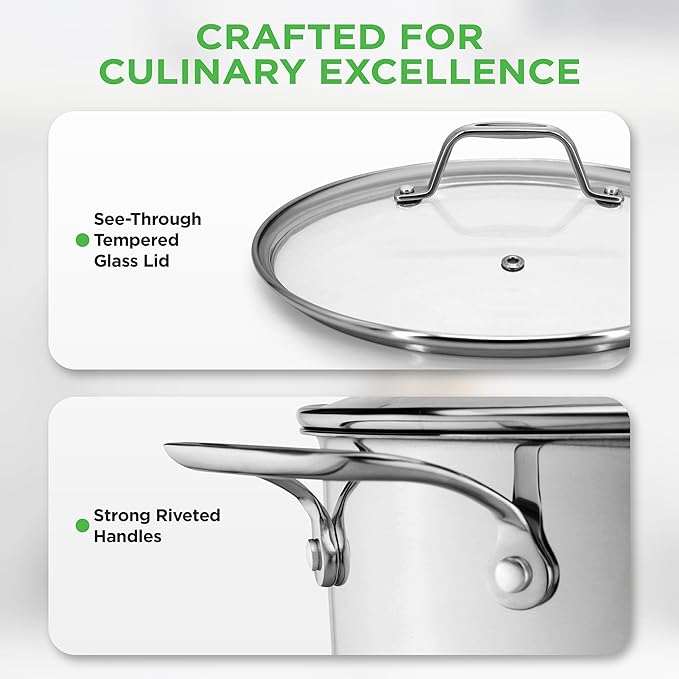 NutriChef 19-Quart Stainless Steel Stockpot – 18/8 Food Grade Heavy-Duty Induction-Compatible Pot with See-Through Lid, Ideal for Stews, Broths, Simmering & Soups, Dishwasher Safe – NCSP20