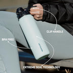 Vesmoon Vessence 32 Oz Stainless Steel Tea Infuser Bottle for Loose Leaf Tea, Water, Herbs, Fruits - Triple Layered Insulated, Leak Proof Bottle with Lid and Clip Handle - 24 Hours Hot/Cold