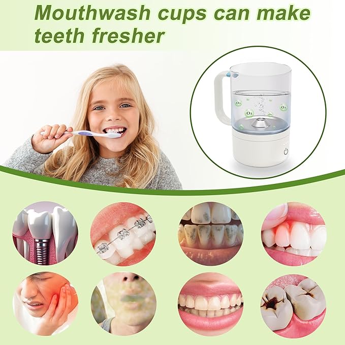 Ozone water cup rechargeable portable mouthwash cup | daily oral care fresh breath 11oz O3 generatorPurification Cup,Home Office Travel brushing teeth,rinsing mouth GlassCupoothbrush Holder