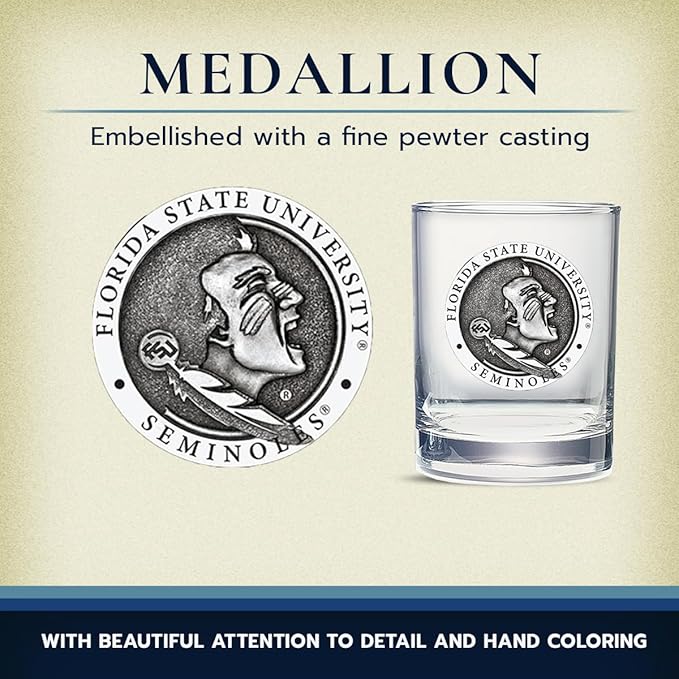 Heritage Pewter Florida State Double Old Fashion | Double Rocks Glass 14 OZ for Liquor | Expertly Crafted Pewter Glass