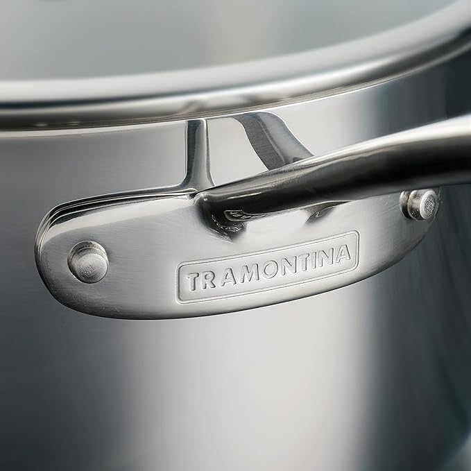 Tramontina Tri-Ply Clad Stainless Steel 2-Quart Small Sauce Pan with Glass Lid, Induction-Ready, Dishwasher-Safe, NSF-Certified