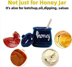 ONTUBE Honey Jar with Dipper and Lid, Ceramic Honey Pot 12oz (Navy)