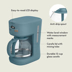 bella 12 Cup Programmable Coffee Marker, Reusable Dishwasher Safe Accessories, Easy LCD diaply, Auto Shutoff, 900 watt, Surf