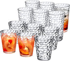 Amazing Abby Iceberg 16-Ounce and 24-Ounce Tumblers (Set of 12), Clear Drinking Glasses, Reusable Plastic Cups, Stackable, BPA-Free, Shatter-Proof, Dishwasher-Safe