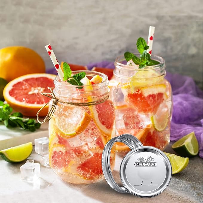 Regular Mouth Glass Mason Jars 16 oz, 6 Pack Glass Canning Jars with Metal Airtight Lids and Bands and Measurement Marks, for Canning, Preserving, Overnight Oats, Jam, Jelly, Food Storage, DIY etc