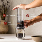 AeroPress Clear Coffee Press - All-in-One French Press, Pour-Over & Espresso Style Manual Brewer, 2 Min Brew for Less Bitterness, More Flavor, Small Portable Coffee Maker, Travel & Camping
